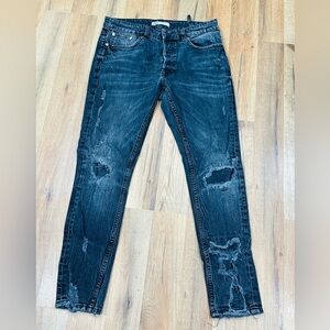 Zara Men's Distressed Dark Jeans